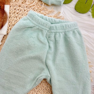 Conj. Casaco Winter Friends e Calça de Pelinho - Verde e Off White